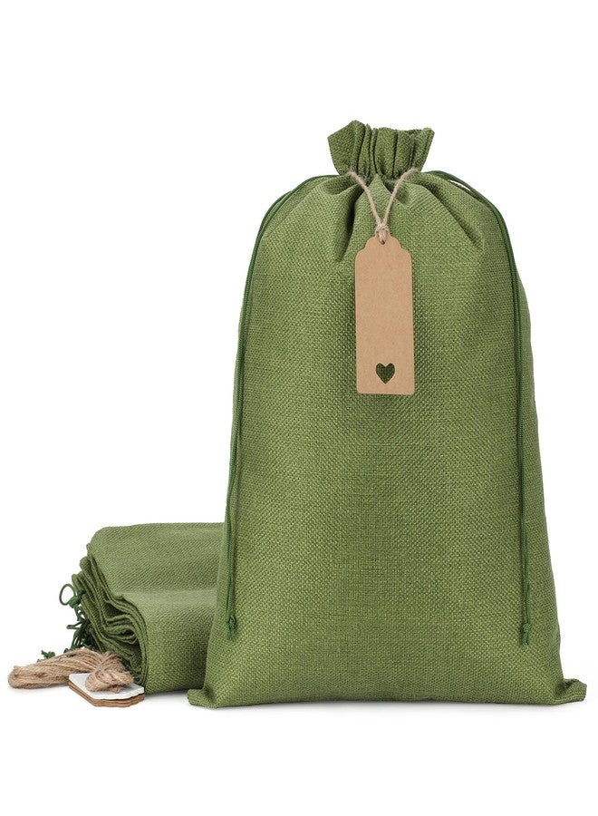 Tapleap Burlap Bags with Drawstring - 10Pcs 12x16 Green Favor Sacks for Wrapping St. Patrick's Day Gifts, Clothes, Hand Sanitizer, Breads, For Birthday, Wedding, Party, Household Use - Image 1
