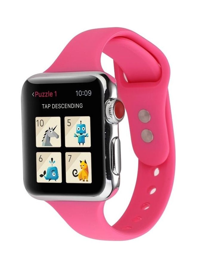 NIBEMINENT Thin Silicone Double Buckle Replacement Wrist Strap For Apple Watch Series 6/SE/5/4 40mm - 3/2/1 38mm Pink - Image 3