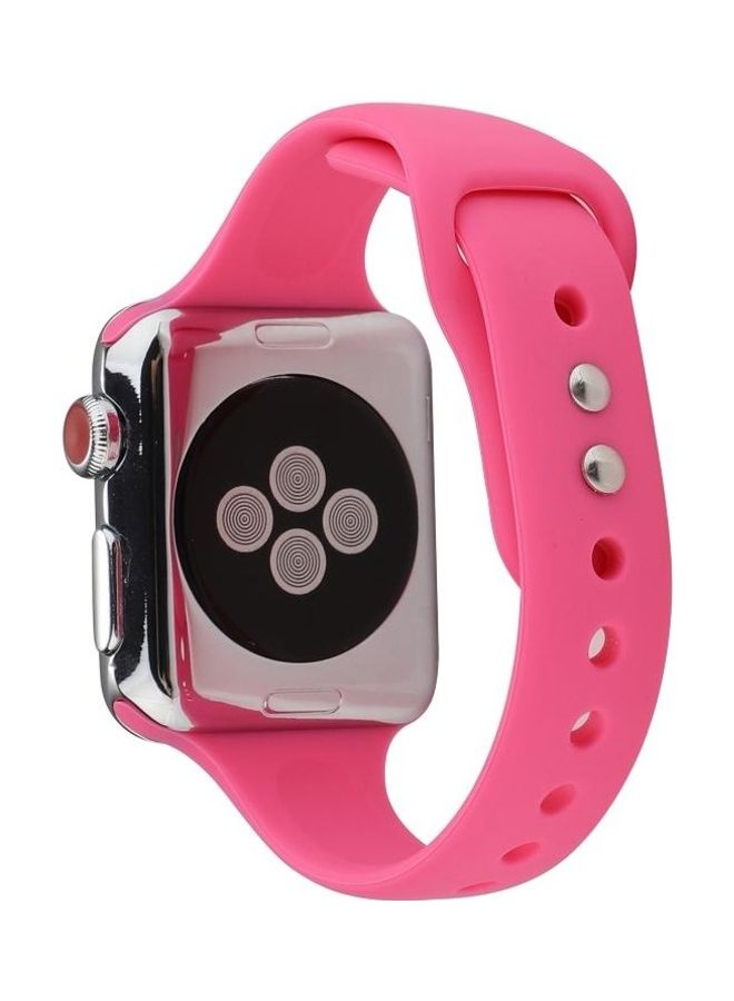 NIBEMINENT Thin Silicone Double Buckle Replacement Wrist Strap For Apple Watch Series 6/SE/5/4 40mm - 3/2/1 38mm Pink - Image 4