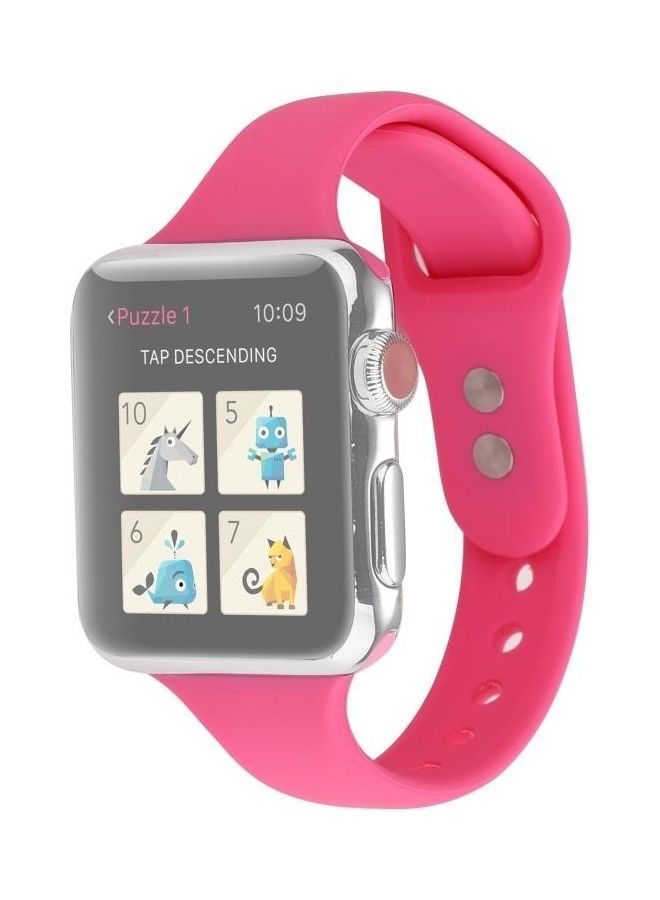 NIBEMINENT Thin Silicone Double Buckle Replacement Wrist Strap For Apple Watch Series 6/SE/5/4 40mm - 3/2/1 38mm Pink - Image 1