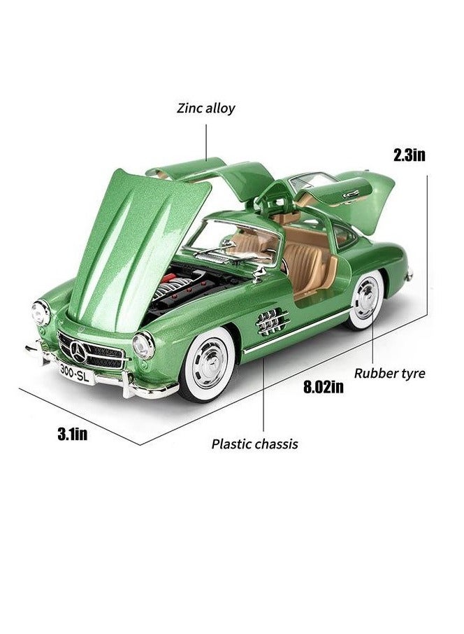 داي كاست مرسيدس بنز 300 SL - سيارة من السبائك المعدنية بمقياس 1:24 - أبواب مفتوحة، إضاءة وصوت، سحب للخلف (أخضر) - Image 3