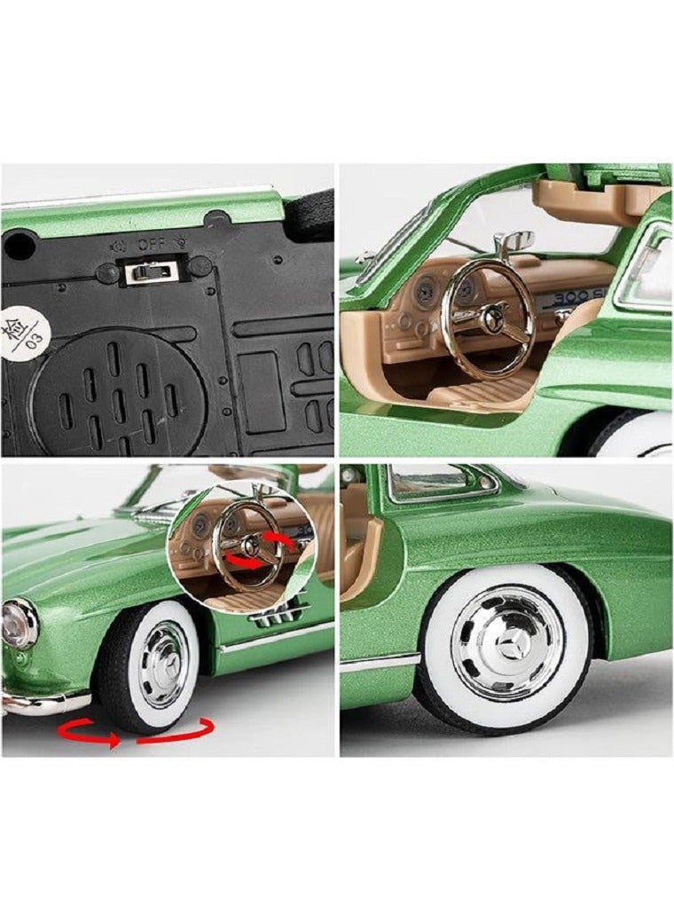 داي كاست مرسيدس بنز 300 SL - سيارة من السبائك المعدنية بمقياس 1:24 - أبواب مفتوحة، إضاءة وصوت، سحب للخلف (أخضر) - Image 5