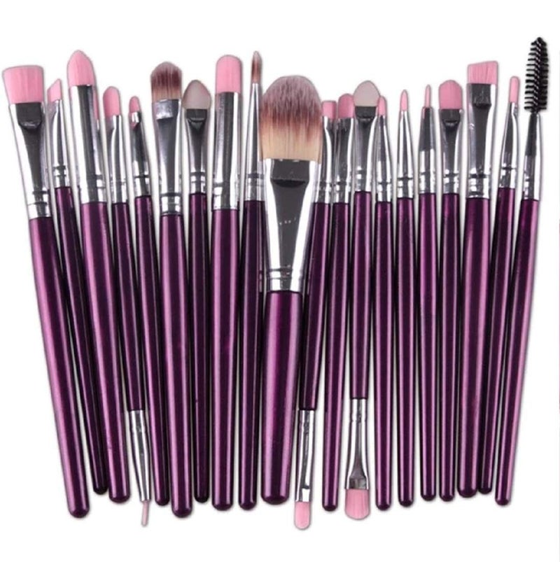 Digital Shoppy Professional Makeup Brushes Set Powder Foundation Eye Shadow Make Up Brushes Women Cosmetic Tool - Pack of 20 Brushes (PURPLE-SILVER) - Image 5