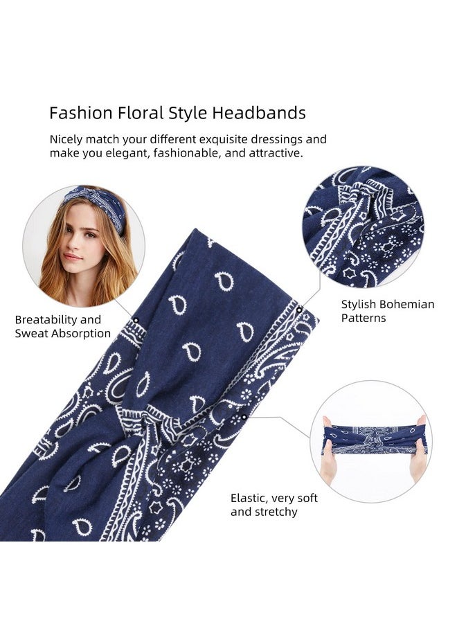 AKTVSHOW Ktvshow Headbands For Women Knotted Headband Elastic Head Bands Women'S Hair Band Nonslip Turban Printed Stylish Sport Sweat Hair Wrap For Girls Cute Hair Accessories 4Pcs  - Image 5