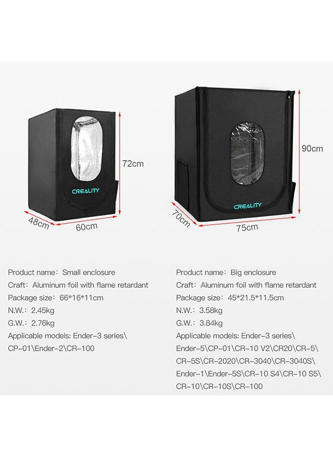 Creality 3D - 3D Printer Enclosure Protection Cover Fireproof Heat Preservation Flame Retardant Compatible with Ender-3 Series/CP-01/Ender-2/CR-100 - Image 1
