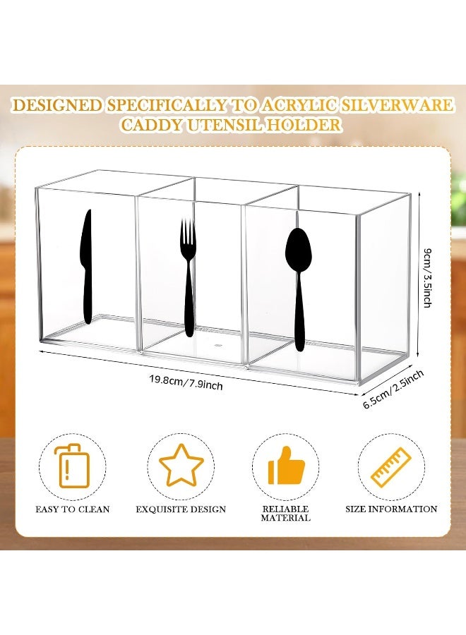 TPGP Acrylic Cutlery Storage Organizer Bin Clear Silverware Caddy Countertop Knife Spoon and Fork Holder Kitchen 3 Section Tableware Storage Box for Cabinet Indoor Outdoor Home Flatware Dining Room  - Image 2