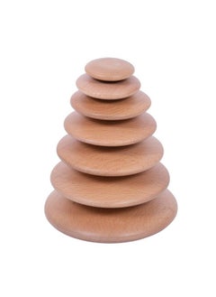 TickiT Natural Buttons Set Of 7 Wooden Stacking Stones For Babies And Toddlers Aged 0+ Natural Toy For Early Development And Openended Play  - Image 2