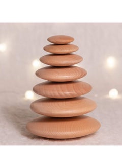 TickiT Natural Buttons Set Of 7 Wooden Stacking Stones For Babies And Toddlers Aged 0+ Natural Toy For Early Development And Openended Play  - Image 4