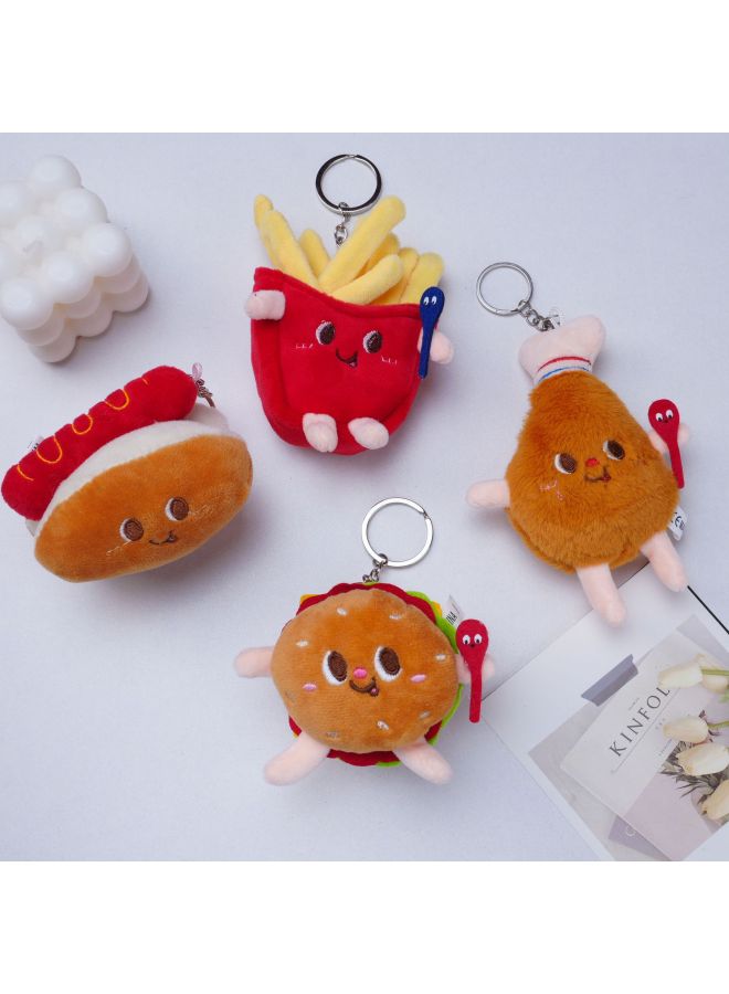 Cartoon Burger Fries Plush Doll Cute Keychain Pendant Doll Machine Plush Doll Doll Wholesale-Specifications:Hot Dog-Color:key Ring  - Image 2
