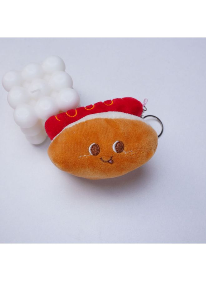 Cartoon Burger Fries Plush Doll Cute Keychain Pendant Doll Machine Plush Doll Doll Wholesale-Specifications:Hot Dog-Color:key Ring  - Image 1