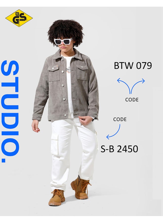 قميص جاباردين خريفي للأولاد مع تيشيرت قطني بأكمام طويلة