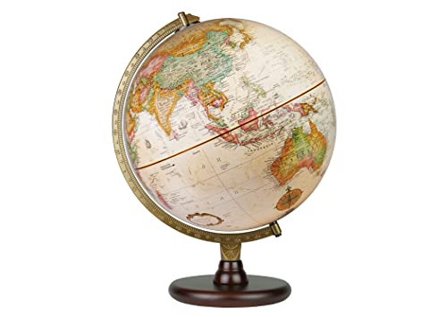 Replogle Piedmont 12 Diameter Globe USA Cartography with Raised Mountain Relief and Solid Woodl Base and RiserThe successful blend of an antiqueocean 12 globe ball attractive mahogany stained finish and painted diecast semimeridian make this a perfect globe for any setting - Image 1