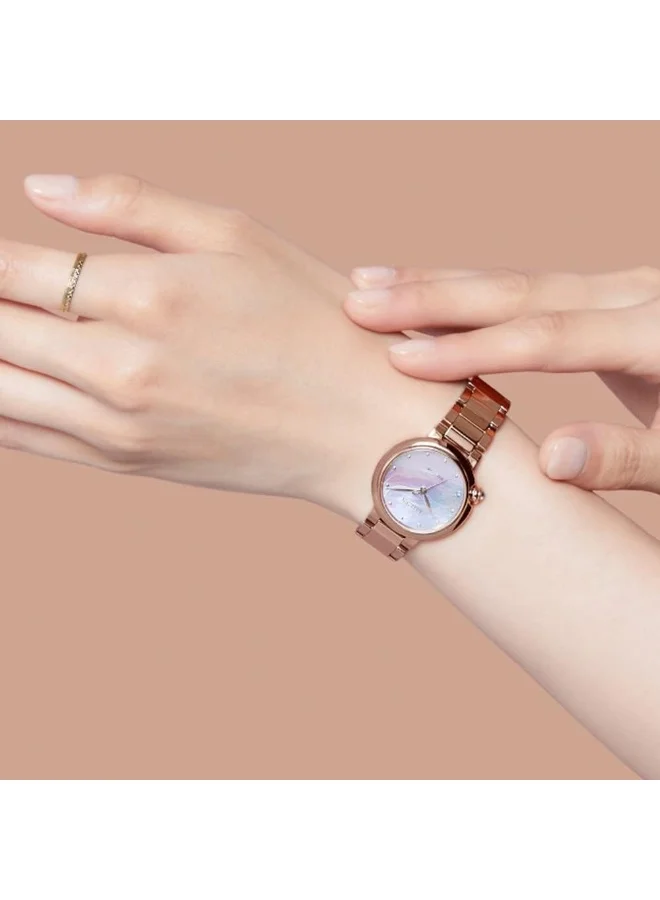سيتيزن Women's Stainless Steel with Sakura Pink Gold Plating Strap Eco-Drive Standard Watch EM0922-81X - 28 mm