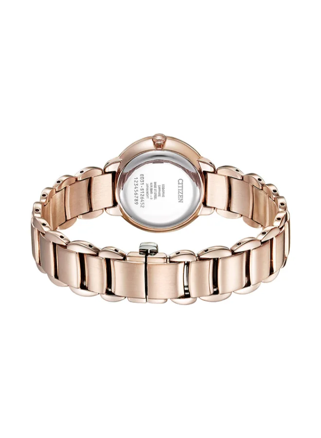 سيتيزن Women's Stainless Steel with Sakura Pink Gold Plating Strap Eco-Drive Standard Watch EM0922-81X - 28 mm