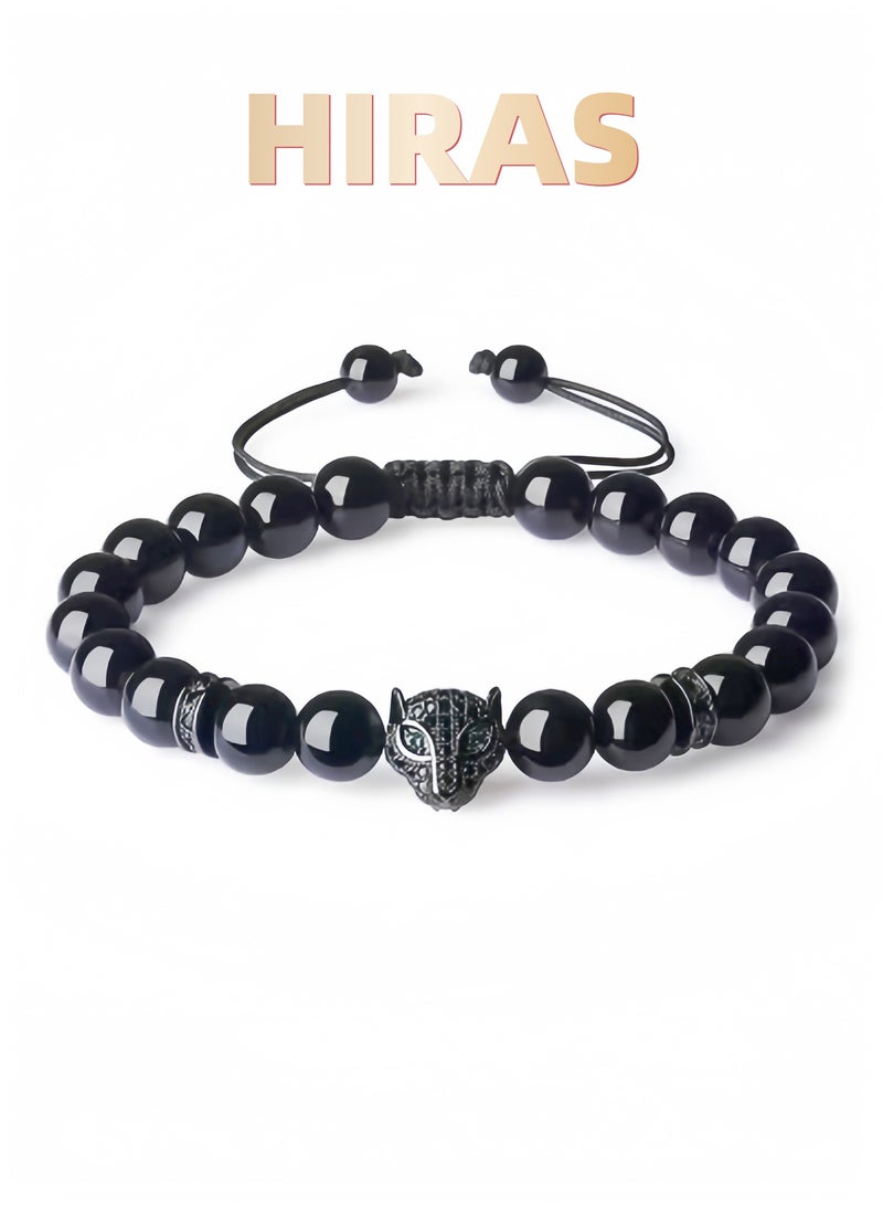 Hiras Black Agate Beaded Bracelet, Fashionable Black Panther Elements, Bringing Strength and Courage, Gift for Men and Women - Image 1