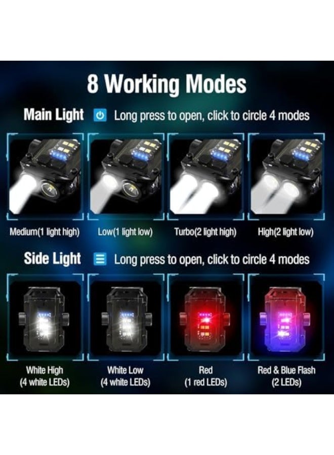 360 Degree Rotation Flashlight, LED Mini EDC Flashlight with Fingertip Gyroscope, with Red Blue Flash Light, USB C Rechargeable Portable Flashlights for Camping Hiking Emergency (Black) - Image 3