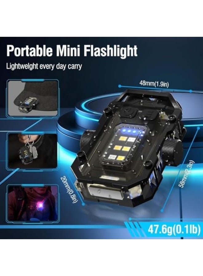 360 Degree Rotation Flashlight, LED Mini EDC Flashlight with Fingertip Gyroscope, with Red Blue Flash Light, USB C Rechargeable Portable Flashlights for Camping Hiking Emergency (Black) - Image 4