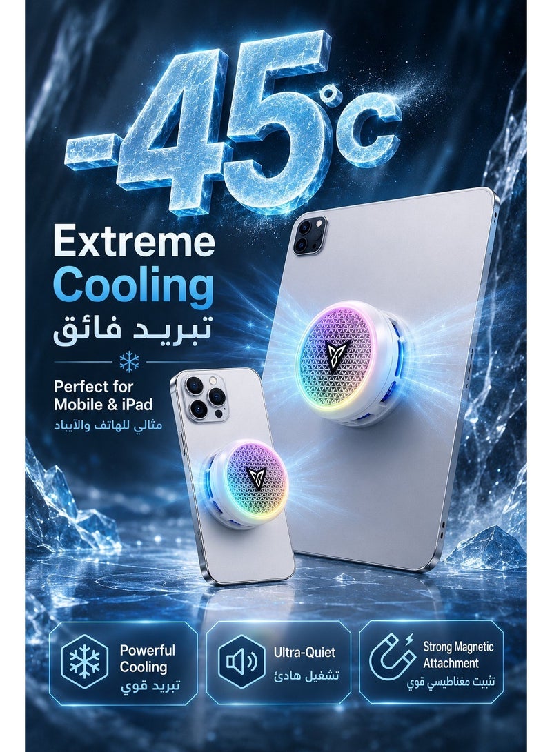 FlyDigi Phone Cooler Flydigi B9X Magnetic Phone / iPad Cooler, 30W (-45°C) RGB Magnetic Cooling Fan with App Control, Ultra-Quiet Portable Cooling Pad, Strong Magnetic Attachment for iPhone, Android, RedMagic & iPad – Built for Intense Gaming, Perfect for FPS Games like PUBG Mobile & Call of Duty Mobile - Image 2