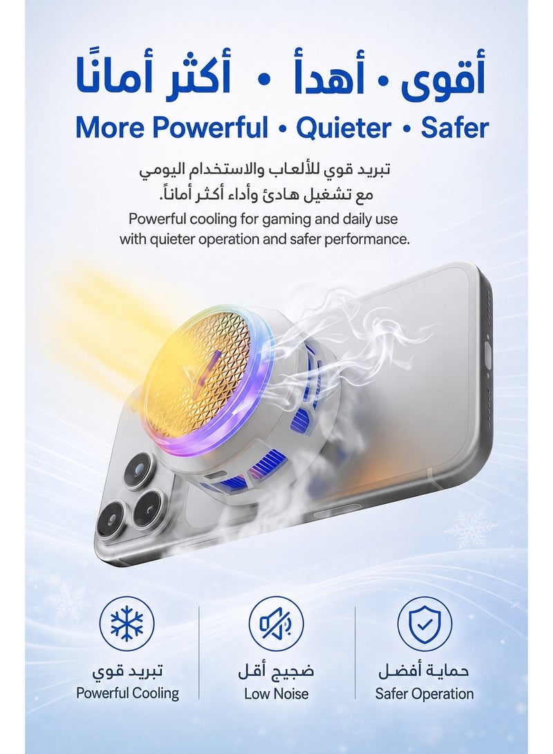 FlyDigi Phone Cooler Flydigi B9X Magnetic Phone / iPad Cooler, 30W (-45°C) RGB Magnetic Cooling Fan with App Control, Ultra-Quiet Portable Cooling Pad, Strong Magnetic Attachment for iPhone, Android, RedMagic & iPad – Built for Intense Gaming, Perfect for FPS Games like PUBG Mobile & Call of Duty Mobile - Image 3
