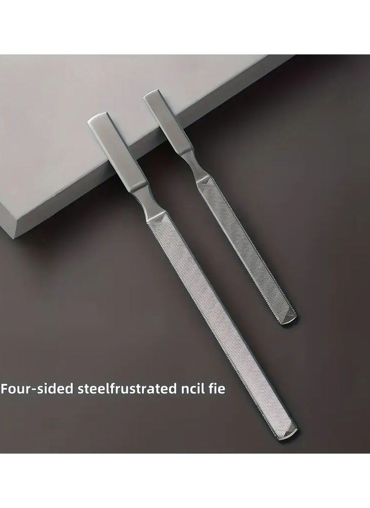 Stainless Steel Nail File, Double Sided Nail File, Metal File Buffer For Fingernails Toenails, Manicure Files For Salon Home