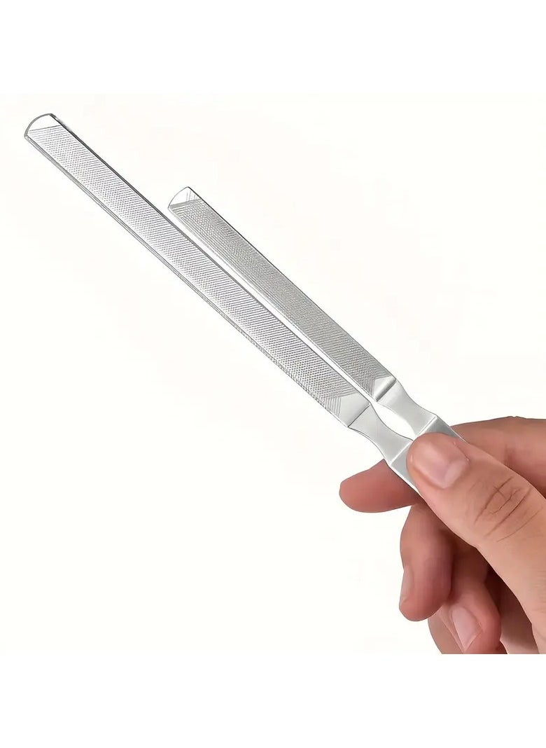 Stainless Steel Nail File, Double Sided Nail File, Metal File Buffer For Fingernails Toenails, Manicure Files For Salon Home