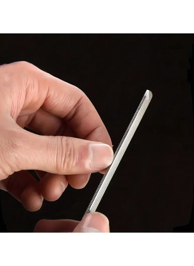 Stainless Steel Nail File, Double Sided Nail File, Metal File Buffer For Fingernails Toenails, Manicure Files For Salon Home