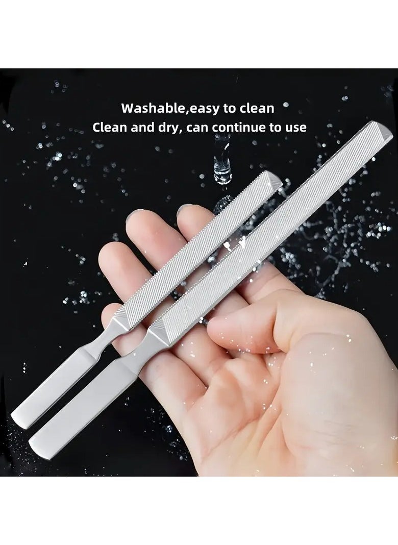 Stainless Steel Nail File, Double Sided Nail File, Metal File Buffer For Fingernails Toenails, Manicure Files For Salon Home