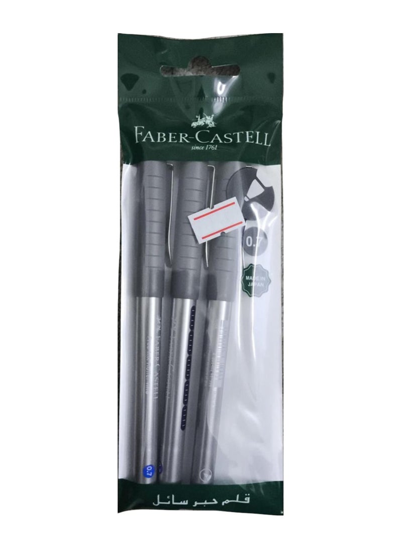 فابير كاستل قلم حبر فابر كاستل ذو كرة دوارة خالي من الحبر، 3 قطع باللون الأسود - Image 1