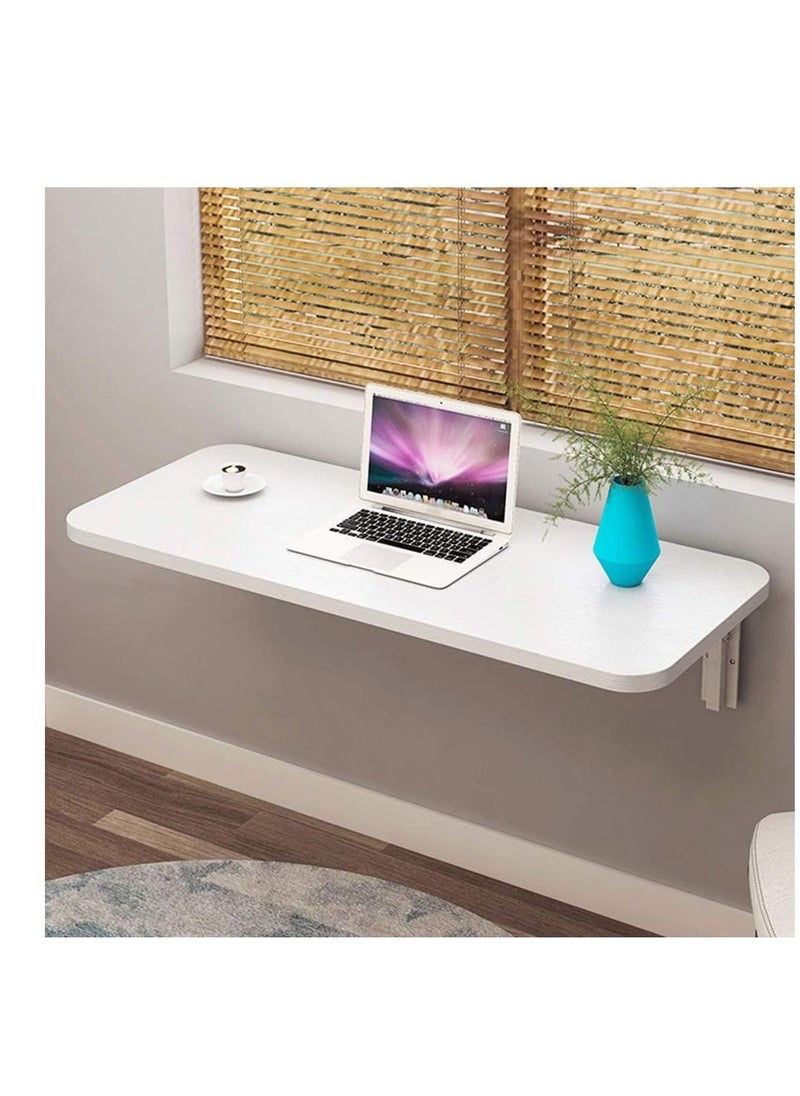 VITION - Computer Wall Mount Stand Folding Wall-Mounted Drop-Leaf Table - Metal Folding Shelf Bench Table Bracket (30 x 60cm) White - Image 1