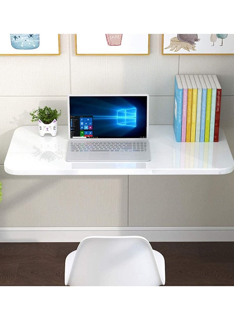 VITION - Computer Wall Mount Stand Folding Wall-Mounted Drop-Leaf Table - Metal Folding Shelf Bench Table Bracket (30 x 60cm) White - Image 1
