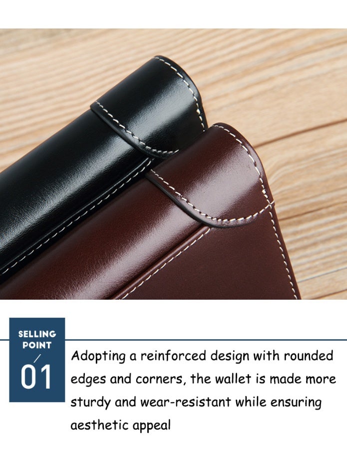 William Polo Genuine Leather Retro Wallet Long Handbag 2025 New Zipper Leather Wallet Men's Card Bag Multi functional Handbag - Image 2