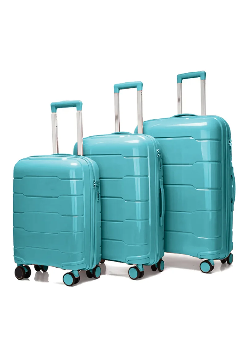 ريفلكشين Reflection PP Luggage Set of 3, Scratchproof, Lightweight &amp; 360° Silent Wheels Suitcase, PP Hard Luggage Trolley, Travel Luggage with Spinner Wheels  (3pc Set, Blue)