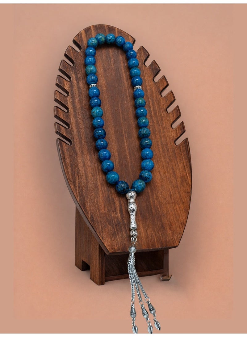 عام 33 مسبحة صلاة من حجر الفينيق الأزرق الطبيعي/سبحة/10 مم - Image 1