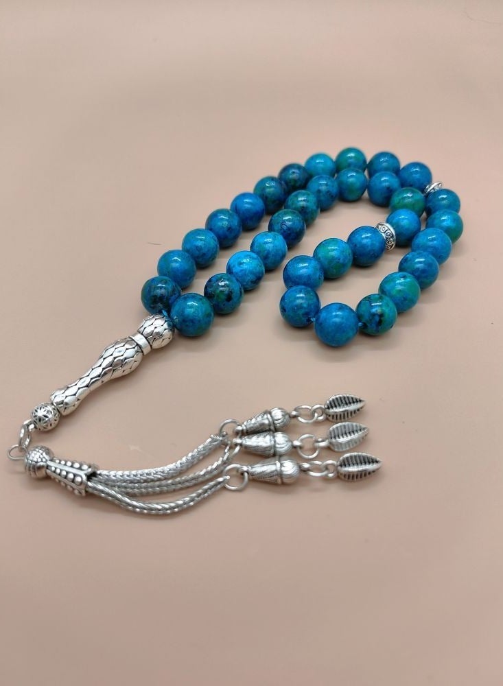 عام 33 مسبحة صلاة من حجر الفينيق الأزرق الطبيعي/سبحة/10 مم - Image 3