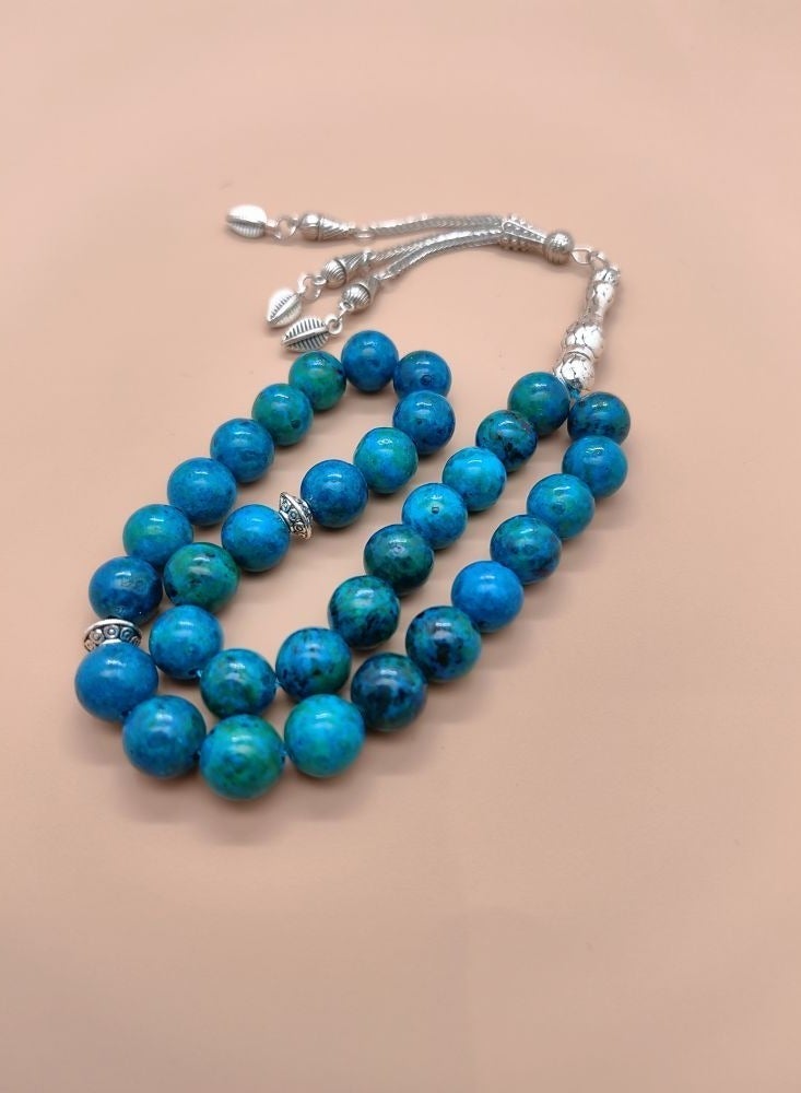 عام 33 مسبحة صلاة من حجر الفينيق الأزرق الطبيعي/سبحة/10 مم - Image 5