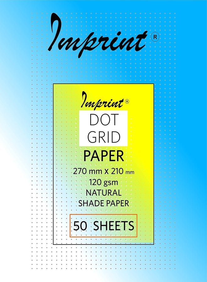إمبرينت مجموعة ورق IMPRINT بنقاط شبكية، 50 ورقة، مقاس 210 مم × 270 مم، ورق سميك 120 غرام/متر مربع، أصغر قليلاً من مقاس A4 في الطول - Image 1