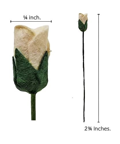 ChangThai Design Tiny ¼ Inch Diameter Cream Rosebud Paper Rose 50 Pieces Bunch of Flowers for Scrapbook Craft Mulberry Paper Mini Artificial Flower Card Wedding Dollhouse Décor - Image 3