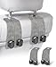 VETERBONE Car Purse Holder Hook 2PCS Car Hooks for Headrest Luxurious Leather 100 Metal Car Hangers for Seat Multifunctional Car Bag Hook Car Seat Back Storage Hook Accessories Grey - Image 2