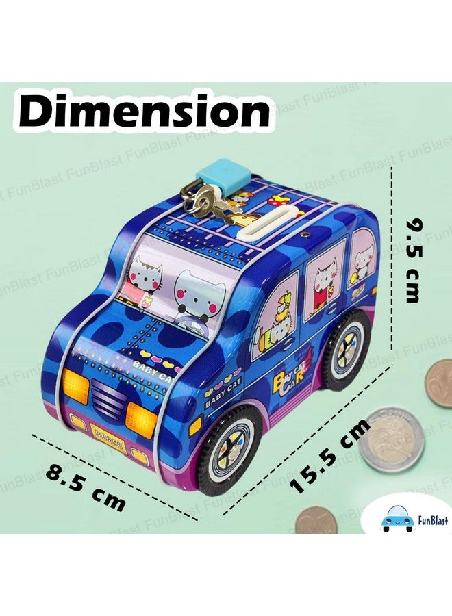 فنبلاست حصالة نقود على شكل سيارة من FunBlast - صندوق نقود على شكل سيارة مع عجلة متحركة للأطفال، حصالة نقود للأطفال، صندوق نقود للأطفال، بنك نقود للأطفال (قطة) - Image 3