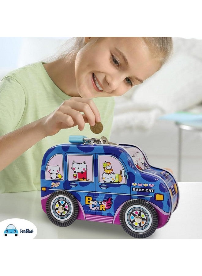 فنبلاست حصالة نقود على شكل سيارة من FunBlast - صندوق نقود على شكل سيارة مع عجلة متحركة للأطفال، حصالة نقود للأطفال، صندوق نقود للأطفال، بنك نقود للأطفال (قطة) - Image 4