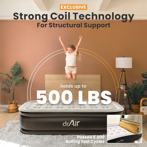 Dr. air Twin Air Mattress with Built-in Pump, 18” Raised Blow Up Mattress - 500 lbs Max Honeycomb Design, 3-Min Inflation, Waterproof Velvety Top, Ideal for Home, Guests & Camping, Colchon Inflable - Image 4