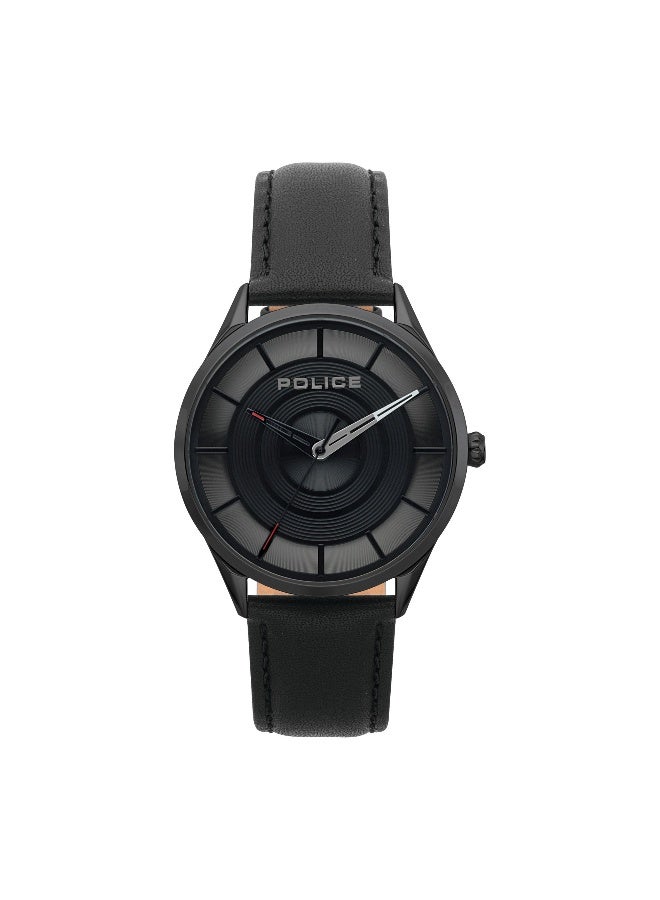 Men Burbank Black Leather Strap Analog Watch for Men, 40mm