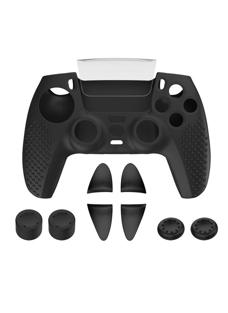 P5 Controller Handle Protection Set, Silicone Protective Shell Controller Cover for PlayStation 5 Console (Disc Version) Black