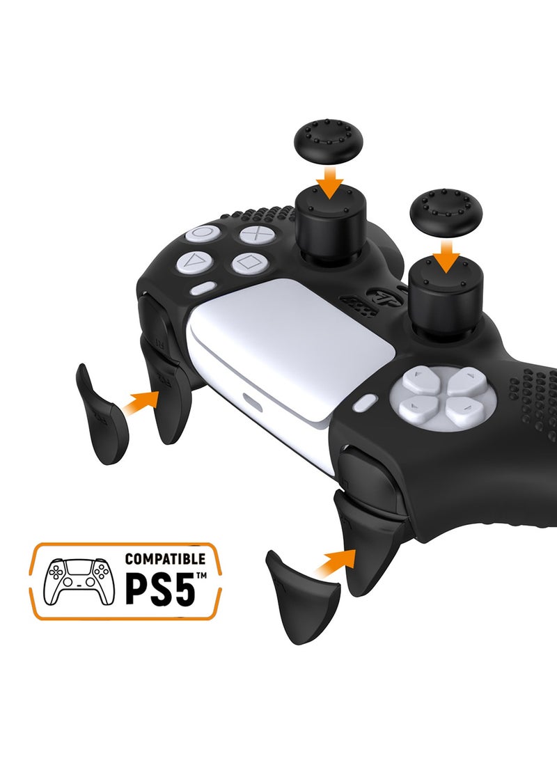 P5 Controller Handle Protection Set, Silicone Protective Shell Controller Cover for PlayStation 5 Console (Disc Version) Black