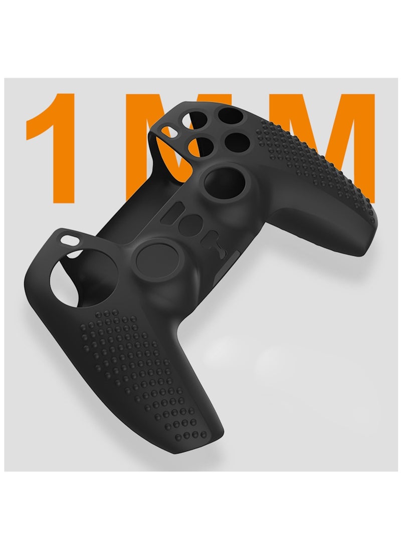 P5 Controller Handle Protection Set, Silicone Protective Shell Controller Cover for PlayStation 5 Console (Disc Version) Black