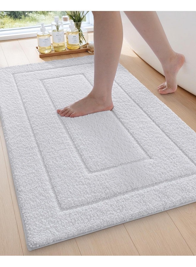 DEXI Bathroom Rug 43x24, Non Slip Washable Bath Mat for Shower Floor, Extra Large Absorbent Soft Bathmat with Rubber Backing, Quick Dry Microfiber Carpet, White - Image 1