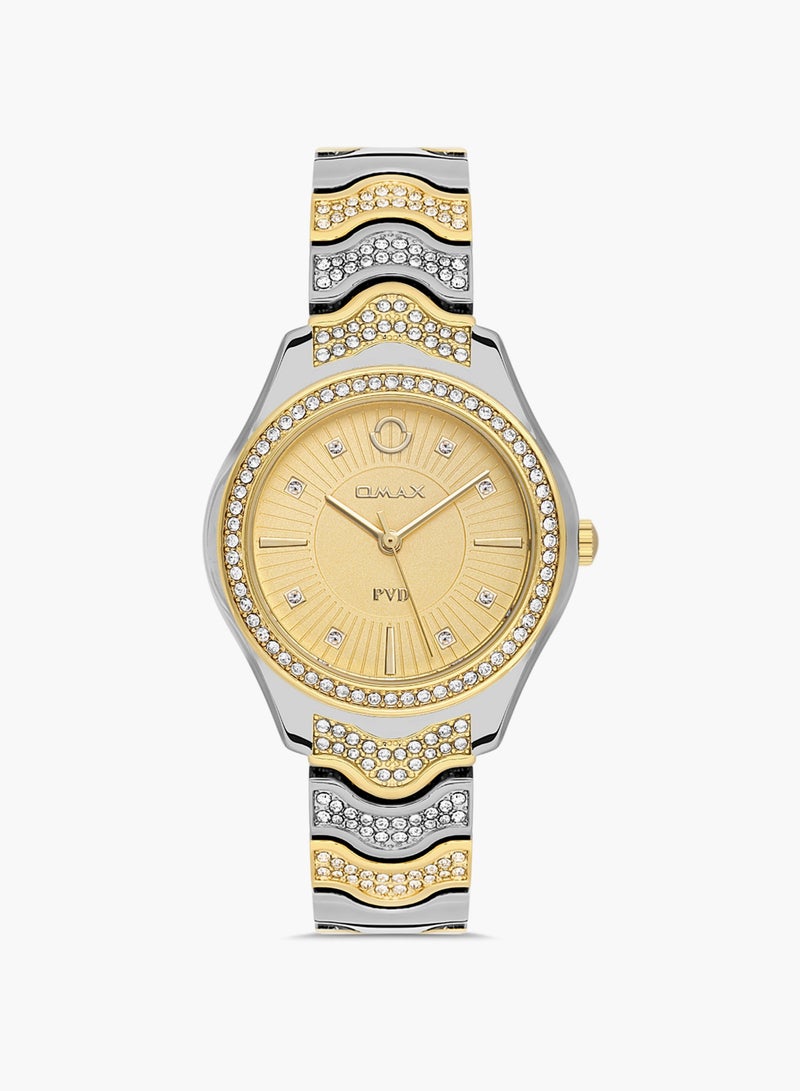 Omax Women's Luxury Wrist Watch, Watches for Women, Stainless Watches, Classic Silver Steel Band, Gold Round Dial, Waterproof Watch, 1 Year Warranty - Image 1