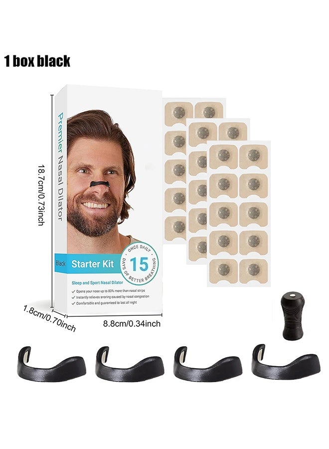 15 Pairs Anti Snoring Nasal Strips Black | Magnetic Nose Vents | Breathe Better for Sleep & Sports | Open Nose Airway Dilator for Snore Relief & Nasal Breathing - Image 2