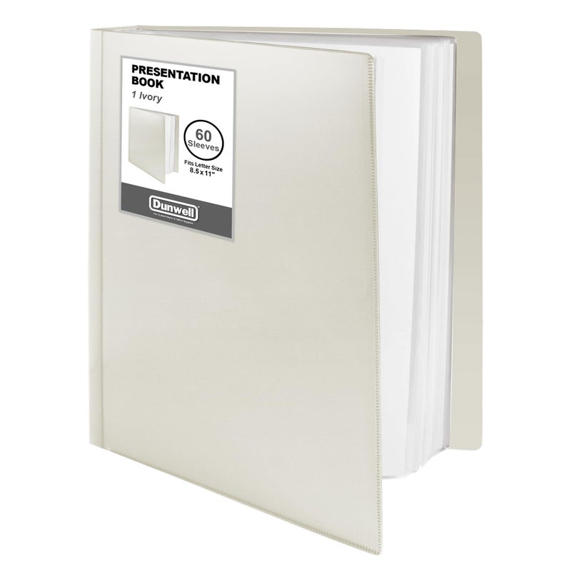 Dunwell Presentation Binder 60-Pocket, Displays 120 Pages, 8.5x11 Portfolio Binder with Plastic Sleeves, Storage and Organizer for Documents, Photos, Kids Artwork, Projects, Recipes (Ivory) - Image 1