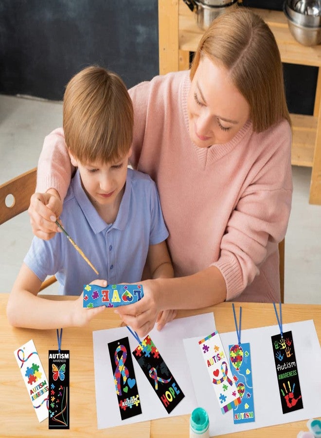 Haooryx Autism Awareness Bookmarks - 123Pcs Colorful Puzzle Pieces Ribbon Autism Awareness Book Marks for Autism Awareness Theme Favor Fundraiser Event Classroom Stationery Handout Supplies - Image 5